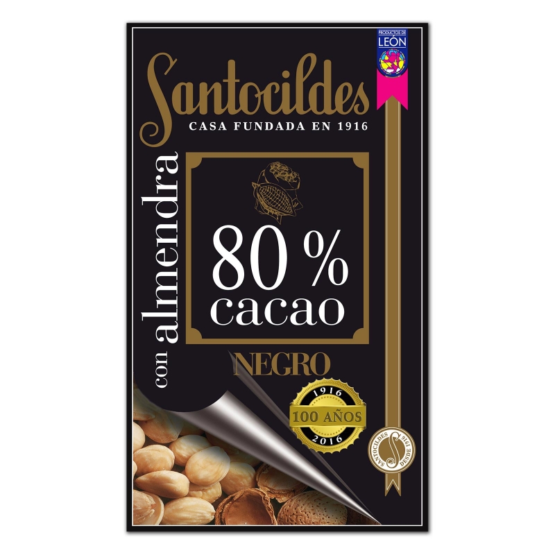 Chocolate negro con almendras 80%