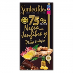 Chocolate negro con jengibre y piña 75%