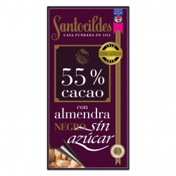 Chocolate negro con almendras sin azucar 55%