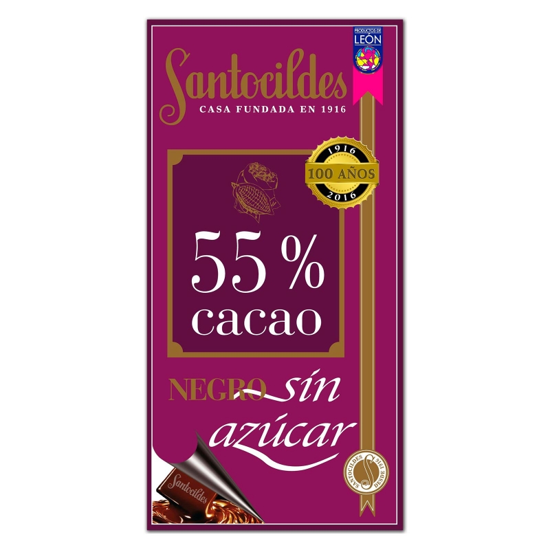 Chocolate amargo sem açúcar 55%