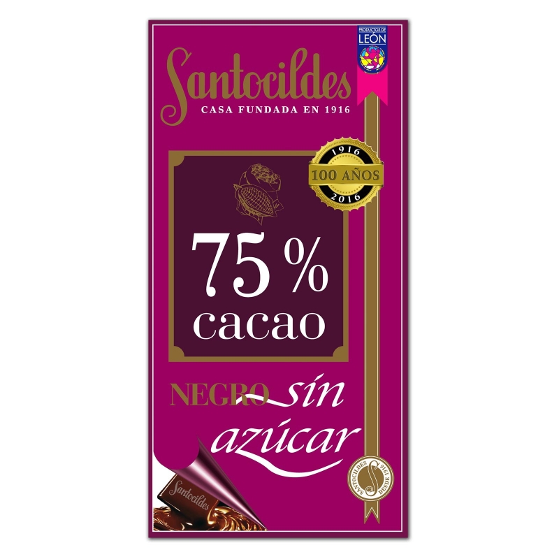 Chocolate negro sin azucar 75%